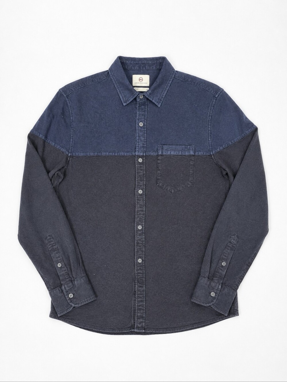 AG Adriano Goldschmied Colorblock Blue Black Chambrays Men's Shirt Size M Slim
